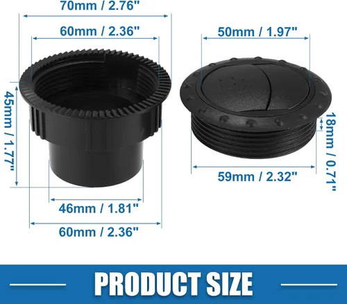 Miniatura 4 de Salida de ventilación de aire acondicionado, 2.362 in, giratoria, redonda, A/C, salida de aire para caravana, autobús, barco, yate, negro