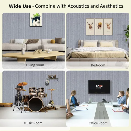 Miniatura 6 de Paneles acústicos, paquete de 10 paneles de sonido que reducen el ruido para paredes, paneles de pared insonorizados de 48"x24"x0.4", paneles