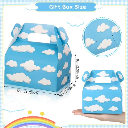 Miniatura 2 de Tinlade Cajas de golosinas de cielo azul con nubes blancas, bolsa de dulces a dos aguas de dibujos animados, suministros de fiesta temática