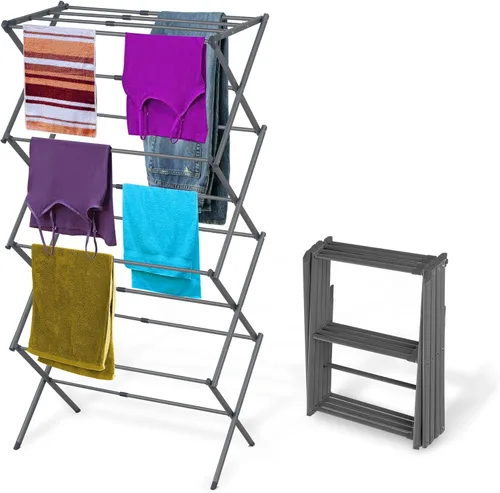 BLACK+DECKER Escurridor de ropa plegable expandible de 4 niveles, altura telescópica, secadora de aire plegable que ahorra espacio para toallas,