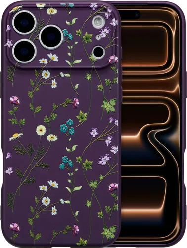Miniatura 55 de RALEAVO Funda Floral para iPhone 12, Cubierta de Silicona Líquida con Bonito Patrón de Rama de Flores para Niñas y Mujeres, Funda Protectora de Goma