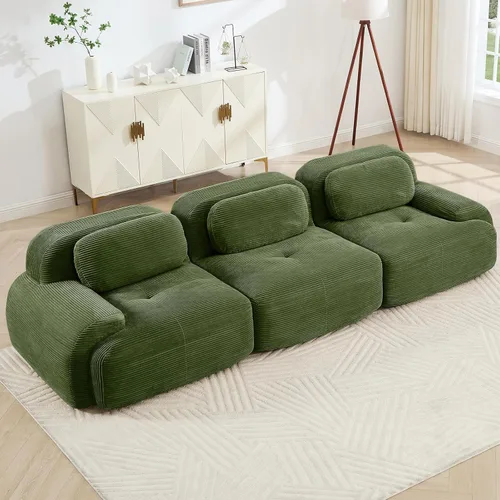 Miniatura 50 de Juego de sofás seccionales sin hueso de 117 pulgadas para sala de estar, modular en forma de L y sofá de 3 plazas con asiento profundo, almohadas