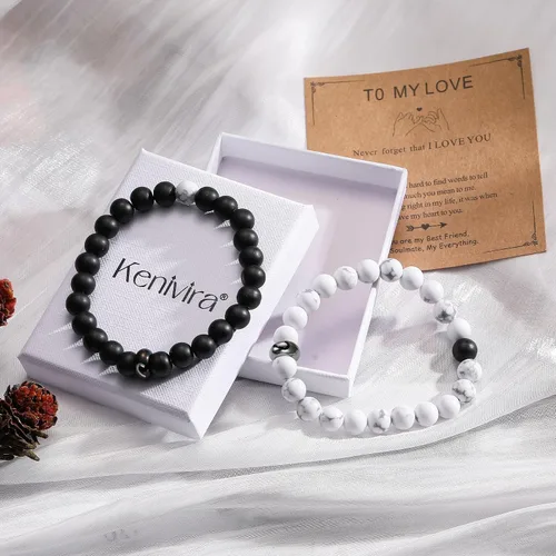 Miniatura 6 de Kenivira Matching Couples Bracelets Gifts for Girlfriend,Relationship Bracelets for Couple One Year Husband Wife Boyfriend Girlfriend