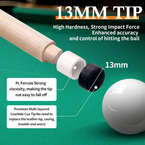 Miniatura 5 de Kmise Pool Cue Stick Set,4 Colors Canadian Maple Cue,Pool Sticks for Adults,Tacos de Billar 18 19 20 21oz for Beginner