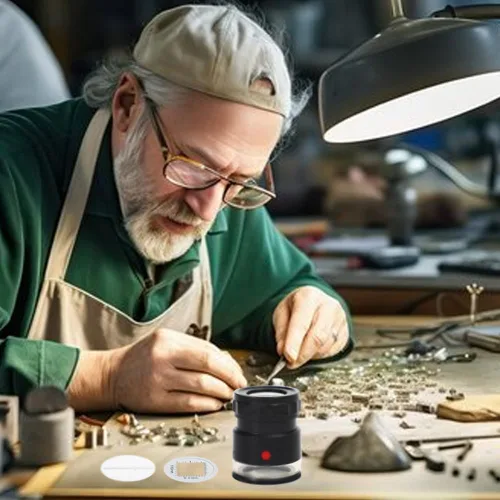 Miniatura 6 de Lupa de lupa 10X, lupa de joyería con luz LED y escala, lupa 10X para gemas, monedas, sellos