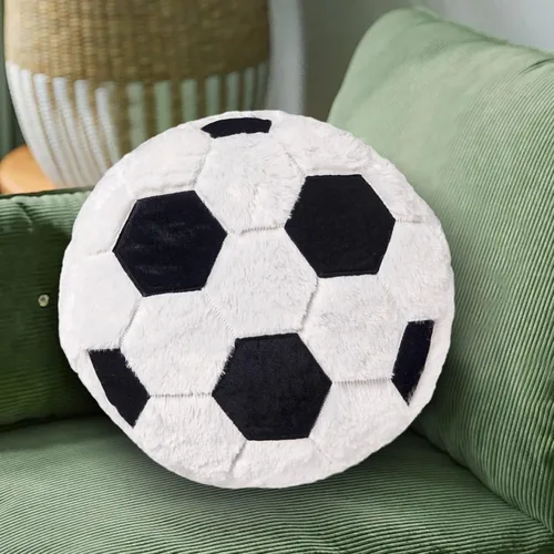 Miniatura 4 de Almohada de fútbol de felpa, almohada redonda de bola, almohada decorativa en forma de fútbol para habitación de niños, sofá, cama, regalo