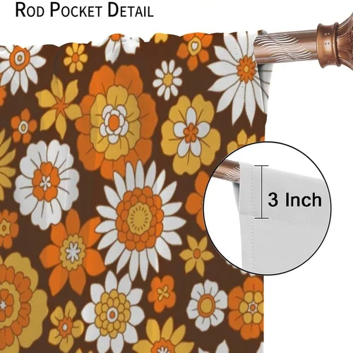Miniatura 5 de Cortinas estilo retro de los años 60, estilo hippie floral, blanco y naranja, estilo bohemio y moderno, para cocina, dormitorio, decoración