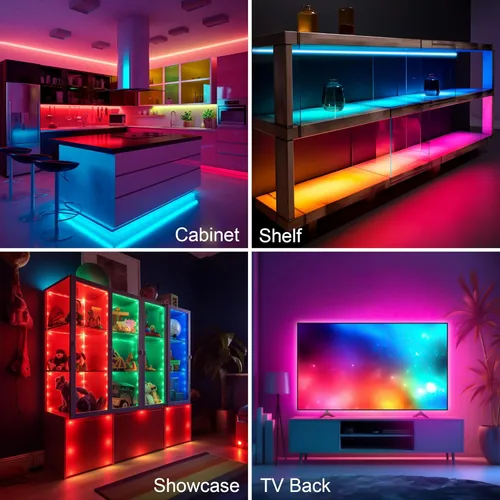 Miniatura 7 de LAFULIT Kit de 8 luces RGB para debajo del gabinete, tira de luces LED con aplicación y control remoto, sincronización de música, luces LED que