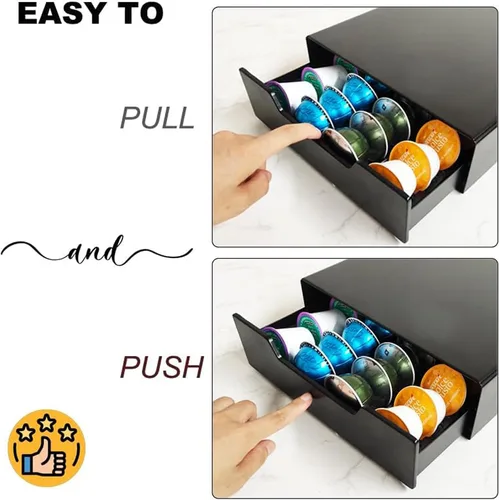 Miniatura 6 de Miuly Cajón de soporte K-Cup, cajón de cápsulas de café para Vertuoline Nespresso Vertuo, Dolce Gusto, K-Cup, soporte para paquete de cápsulas de 24