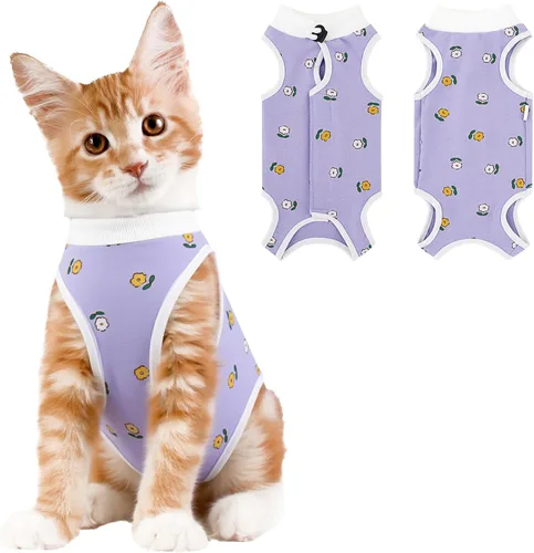 Miniatura 24 de Coppthinktu Traje de recuperación de gato para mujer, mameluco transpirable para después de la cirugía para heridas abdominales o enfermedades