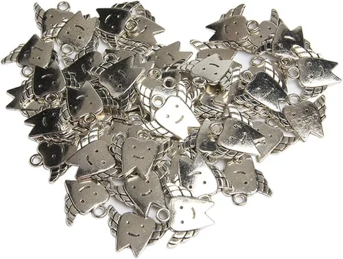 Miniatura 9 de Acxico 50 dijes de hadas tibetanos de plata para niños, 0.709 in, Plata