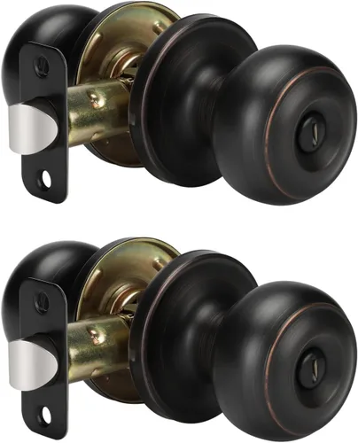 Miniatura 47 de Goldenwarm - Perillas interiores de puerta de bronce aceitado, perillas para puerta de dormitorio, pomo de puerta de bronce con privacidad, perilla