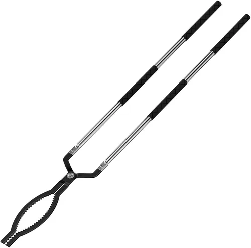 RAOMEIDE Pinzas de fuego expandibles de 40 pulgadas para hoguera exterior de leña resistente, garra de acero inoxidable para chimenea, herramientas