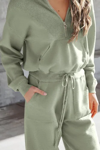 Miniatura 41 de PRETTYGARDEN Conjunto de suéter de 2 piezas para mujer, sudadera con cremallera, pantalones deportivos, ropa casual
