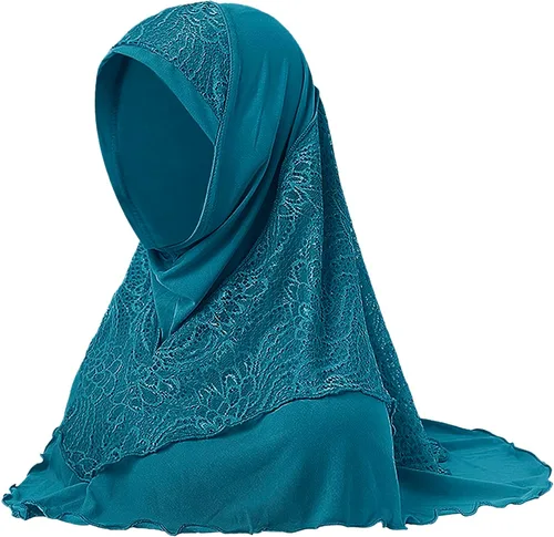 Miniatura 4 de Hijab musulmán instantáneo de una pieza para la cabeza, bufanda islámica, cubierta completa, turbante de encaje, gorro de chal