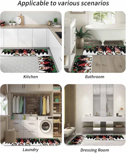 Miniatura 6 de Tapete de baño de Navidad para bañera, antideslizante, de secado rápido y absorbente, tierra de diatomeas, fregadero, dormitorio, cocina, lavable