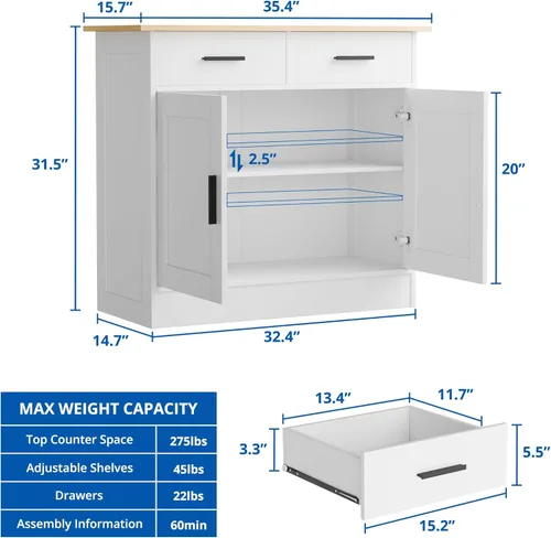 Miniatura 3 de Gabinete de buffet con almacenamiento – Buffets y aparadores Armario de almacenamiento de cocina, mesa consola de madera mesa de café bar armarios