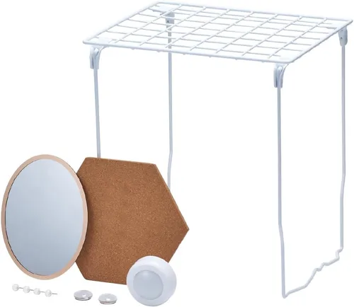 Miniatura 9 de LockerMate Kit organizador de casillero de 7 piezas, incluye estante de casillero, espejo, pizarra blanca, taza de almacenamiento y marcador de Negro