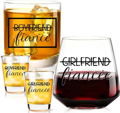 comfit Regalos de compromiso para parejas: regalo de compromiso para prometidos y prometidos para parejas recién comprometidas, copa de whisky de