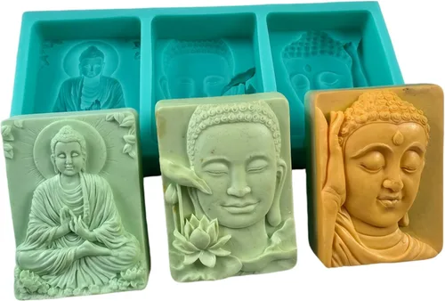 Miniatura 11 de Molde de vela 3D de Buda de bronce para fabricante de velas, moldes de jabón, arcilla polimérica, moldes de silicona de porcelana fría Buda 13