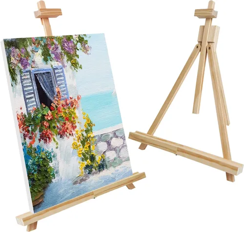 CONDA Caballete de mesa plegable de madera de 25 pulgadas para pintar, sostiene lienzo de hasta 23 pulgadas, soporte portátil de pintura de