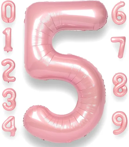Miniatura 18 de Globo Número 0 de 40 Pulgadas para Niño o Niña Rosa Grande 0-9 Papel de Aluminio Mylar Grande Globo Número 0 Feliz Cumpleaños 0 Fiesta Aniversario