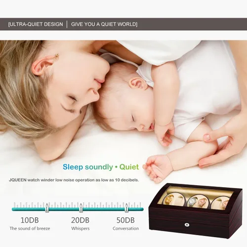 Miniatura 5 de JQUEEN Seis bobinadores automáticos de reloj con 7 espacios de almacenamiento adicionales, motores silenciosos Mabuchi