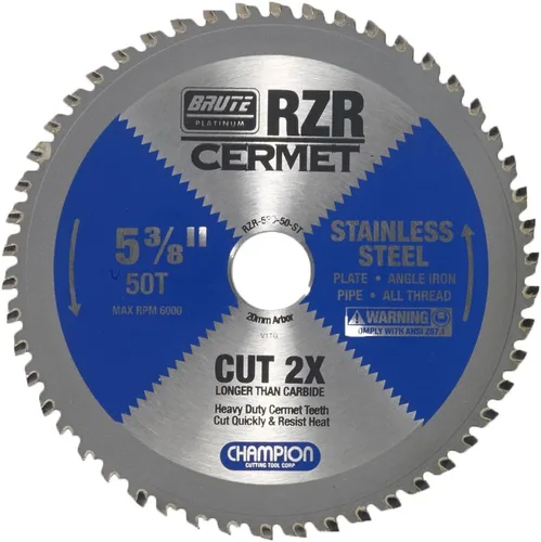 Champion Cutting Tool Corp - Hoja de sierra circular de 5-3/8 pulgadas, 50T (RZR-538-50-ST), acero inoxidable