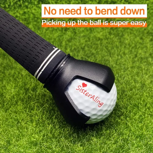 Miniatura 3 de Recogida de recuperador de pelotas de golf de 3 puntas, garra de protección de espalda puesta en el agarre del putter, agarrador de bolas de Negro