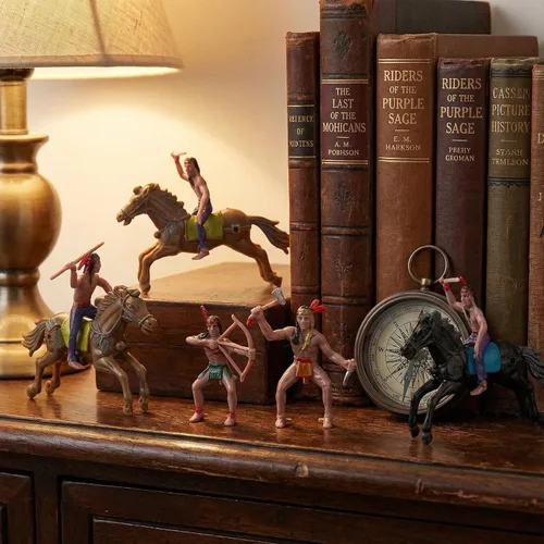 Miniatura 6 de NUOBESTY Figuras de modelo indio, equitación de plástico indios, figuras de nativos americanos, 8 piezas