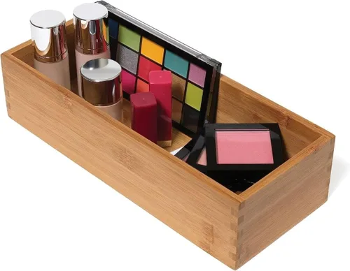 Miniatura 7 de Lipper International Caja de almacenamiento de madera de bambú para utensilios de cocina, maquillaje o suministros de oficina, 5 x 12 x 3 pulgadas