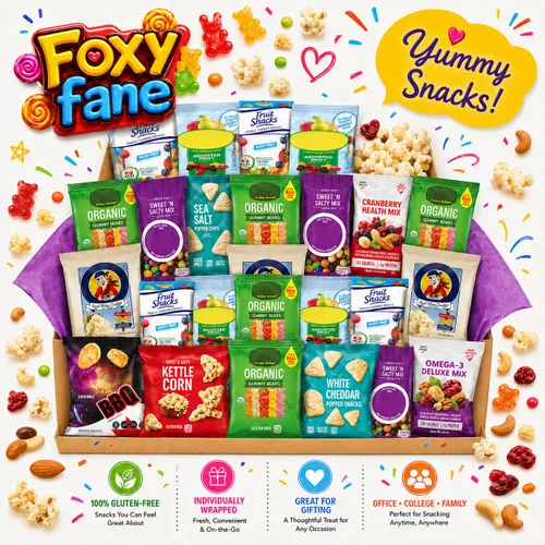 Miniatura 2 de Foxy Fane Caja de aperitivos saludables sin gluten de 40 unidades – Paquete de regalo premium para vacaciones, Navidad y Año Nuevo lleno de papas