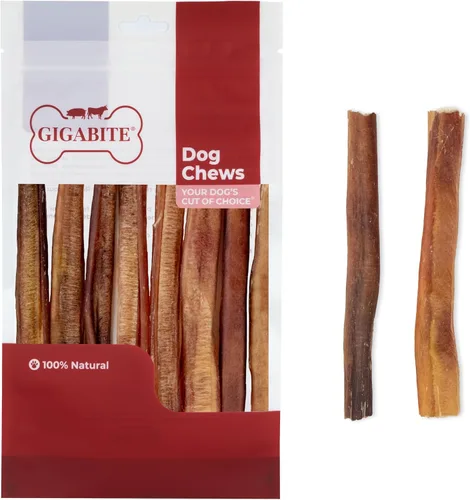 Miniatura 17 de GigaBite Bully Sticks - Golosinas masticables para perros totalmente naturales, sin olor y cuero crudo, masticables de larga duración con alto
