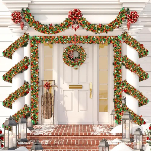 Miniatura 7 de Guirnalda de oropel de Navidad de 50 pies, guirnalda gruesa de oropel, decoraciones de árbol de Navidad, guirnalda de oropel metálica y girada