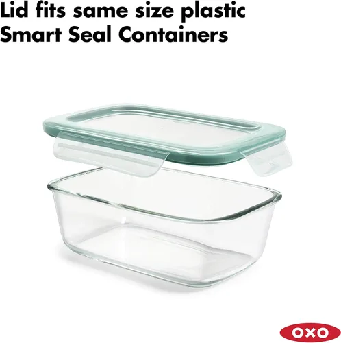 Miniatura 5 de OXO Recipiente de vidrio rectangular para almacenamiento de alimentos, 8 tazas, transparente