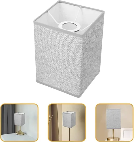 Miniatura 5 de Didiseaon 2 piezas de cubierta de lámpara de lino moderna, pantalla gris desmontable para mesita de noche de pared y lámparas de pie, fácil