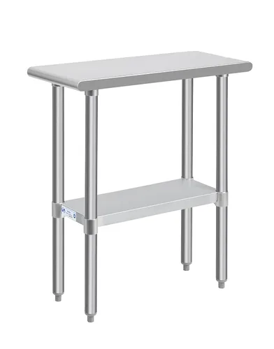 Miniatura 46 de Mesa de acero inoxidable para preparación y trabajo, con ruedas giratorias, mesa resistente, comercial NSF, con estante inferior y protector