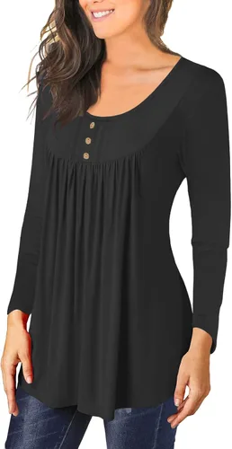 Miniatura 2 de Blusa casual de manga larga para mujer, ajuste holgado, plisada, con estampado floral de otoño