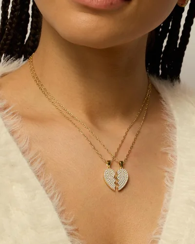 Miniatura 11 de PAVOI Collar de corazón chapado en oro de 14 quilates con circonita cúbica Bonitos collares con colgante de amor delicado para mujer