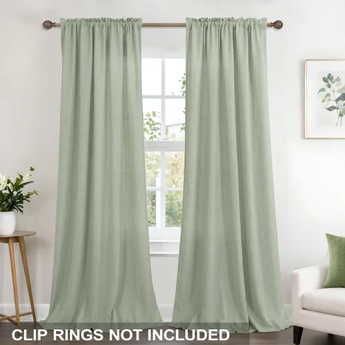 Miniatura 134 de KOUFALL Juego de 2 cortinas de puerta francesa, cortinas de lino para puerta/ventana, cortina transparente boho para cristal lateral delantero