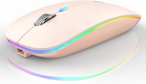 Miniatura 14 de Uiosmuph Ratón inalámbrico LED, G12 Slim recargable silencioso ratón, 2.4G portátil USB óptico inalámbrico ratón de computadora con receptor USB