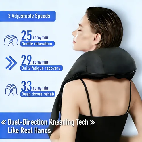 Miniatura 3 de Masajeador inalámbrico de cuello y hombros con calor, masajeador de espalda Shiatsu recargable para aliviar el dolor, almohada de masaje