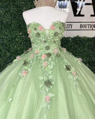 Miniatura 4 de Zhangyo Sweetheart Sweet 16 Vestidos de quinceañera para niñas vestido de baile de tul sin tirantes hinchados para mujer CXL040