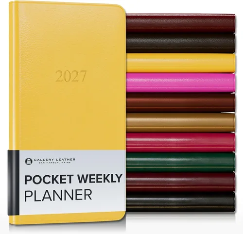 Miniatura 112 de Gallery Leather Agenda semanal y mensual grande 2025-2026, agenda y cuaderno con elegantes bordes de página dorados dorados, 12 meses, cactus Cactus