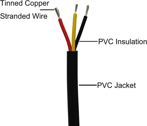 Miniatura 2 de Cable eléctrico de cobre estañado calibre 16, 3 conductores, cable de alimentación de audio de PVC trenzado, cable de altavoz