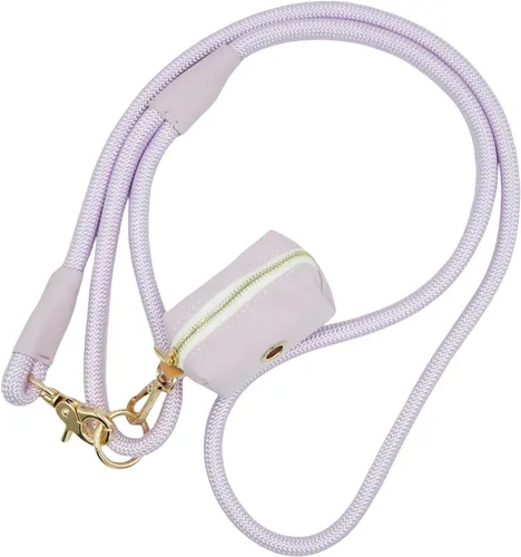 Miniatura 2 de Correa de perro de cuerda de nailon de 5 pies con soporte para bolsa de excrementos, correa de perro resistente a presión, correa de cuerda de mango