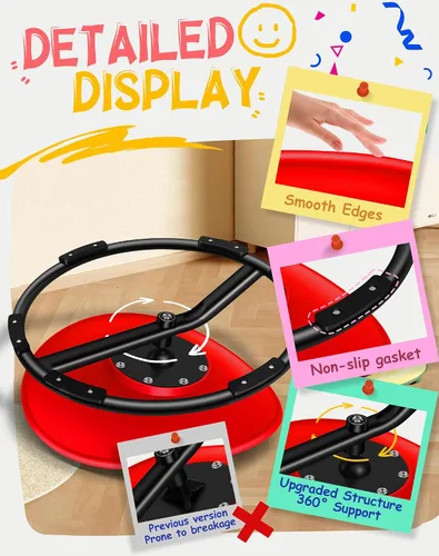 Miniatura 3 de FERUERW Silla Giratoria para Niños Autistas, Silla Sensorial Giratoria, Capacidad de Peso 100KG, Juguete Sensorial para Niños con TDAH/Autismo, Rojo