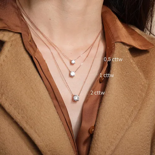 Miniatura 5 de S.Leaf - Collar con colgante de plata de ley con circonia cúbica y solitario, para mujer
