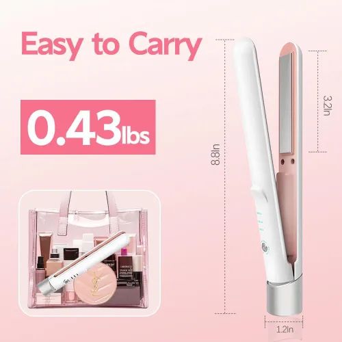 Miniatura 2 de Cordless Hair Straightener, Portable Mini Flat Iron Hair Straightener for Travel, 20s Fast Heating, USB-C Rechargeable, Hair Straightening and