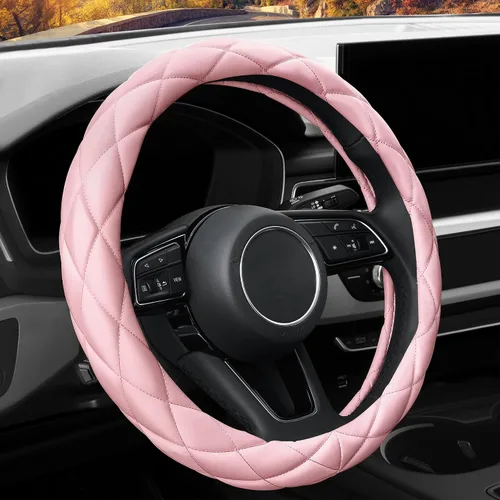 Miniatura 3 de YHONGJT Funda de cuero de microfibra suave para volante, universal de 15 pulgadas para mujeres y niñas, apta para vehículos, sedanes, SUV